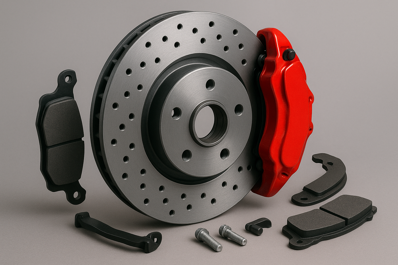 This picture shows  disc brake components